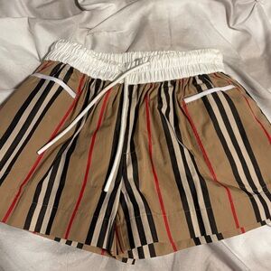 Burberry Kids Striped Tan and Red Shorts